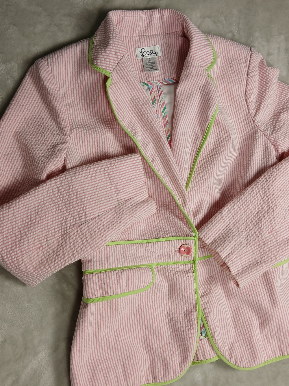 Lilly Pulitzer Janice Blazer 4 Women's Seersucker Pink Jacket Striped - Picture 2 of 12